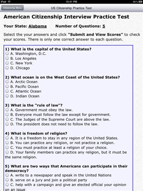 free citizenship test practice 2024